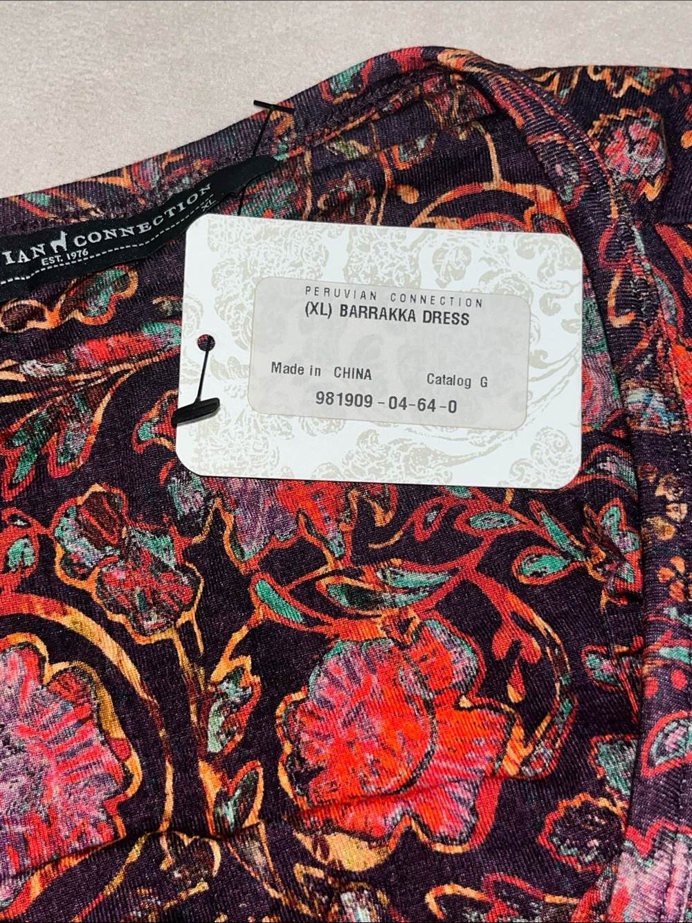 Floral Boho Maxi Dress Barrakka Dress Peruvian Connection Catalog G XL - Picture 4 of 5